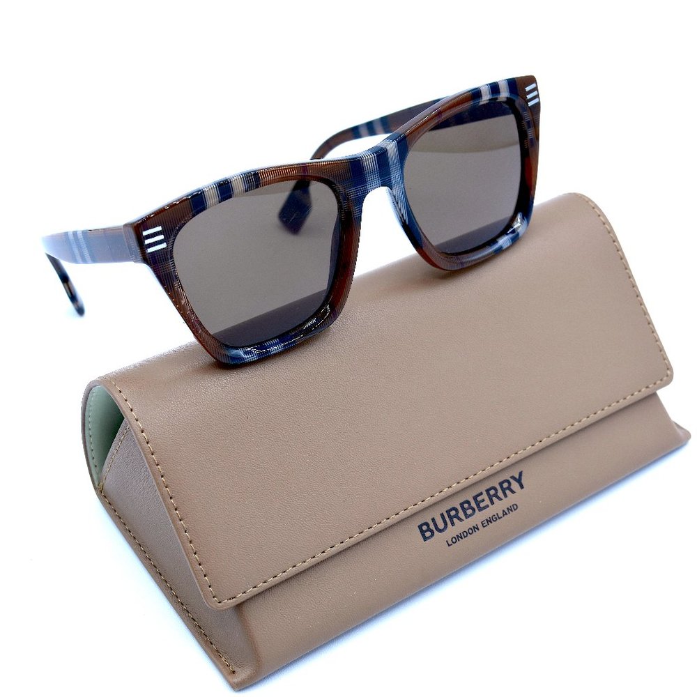 NEW BURBERRY BE4348 396673 COOPER BROWN CHECK AUTHENTIC SUNGLASSES 52-21 - Picture 2 of 8
